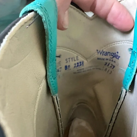 Vintage wrangler roper women’s or kids  teal boots made in USA - Picture 13 of 13